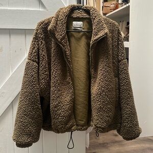 Urban Outfitters Olive Sherpa Jacket